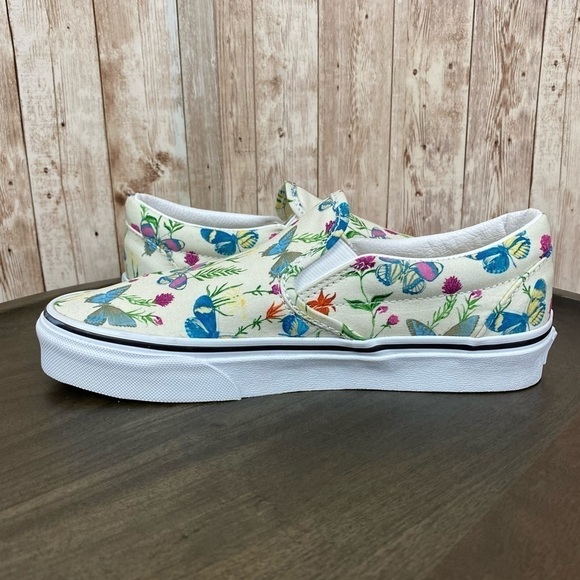 Vans Slip On Butterfly Floral Canvas Sneaker Size 7 Women - Picture 9 of 10